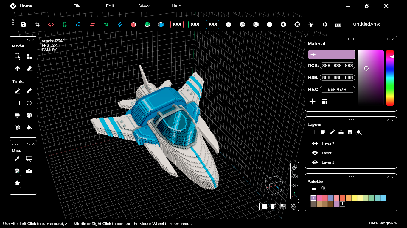 Modeler screen - Floating panels