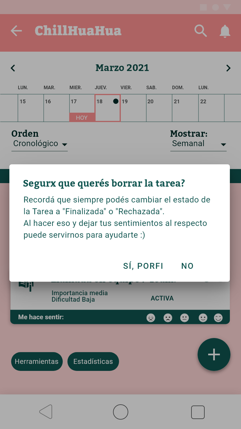 Bitácora Eliminar Tarea