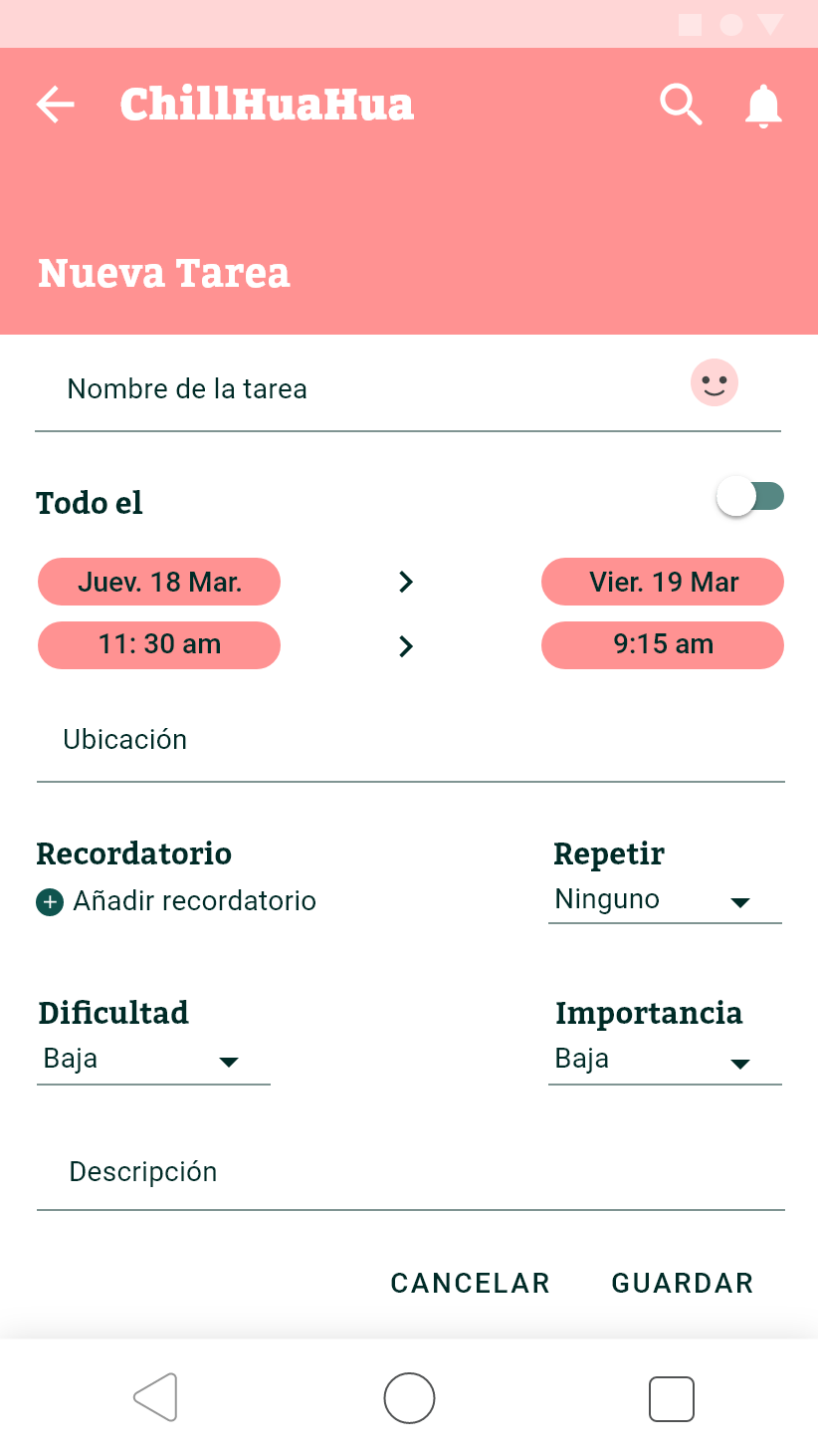 Bitácora  Nueva tarea – Editar Tarea